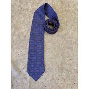 HERMES H MEN'S CLASSIC H TIE 100% SILK NAVY BLUE /RED